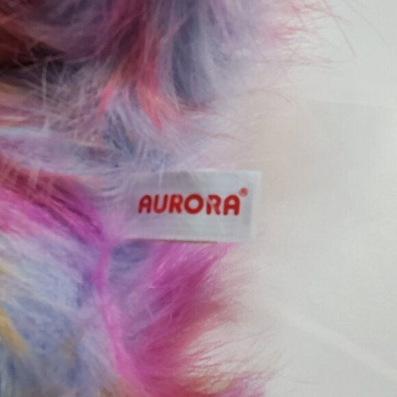 Aurora World 10" Neptune Narwhal Purple Blue Yellow Long Fur Plush 2018 - Picture 7 of 11